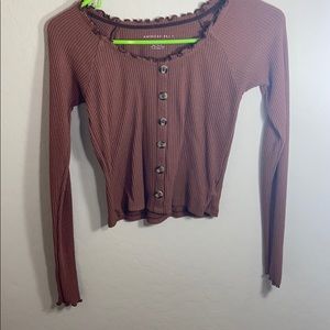 Brown off the shoulder long sleeve